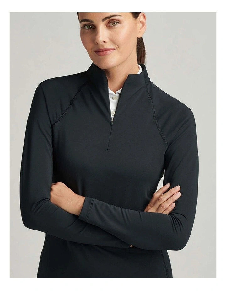 Raglan Sleeve Perth 1/4 Midlayer Jumper in Black image 3