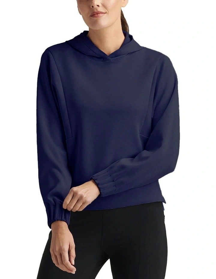Flora Knit Golf Hoodie in Navy image 1