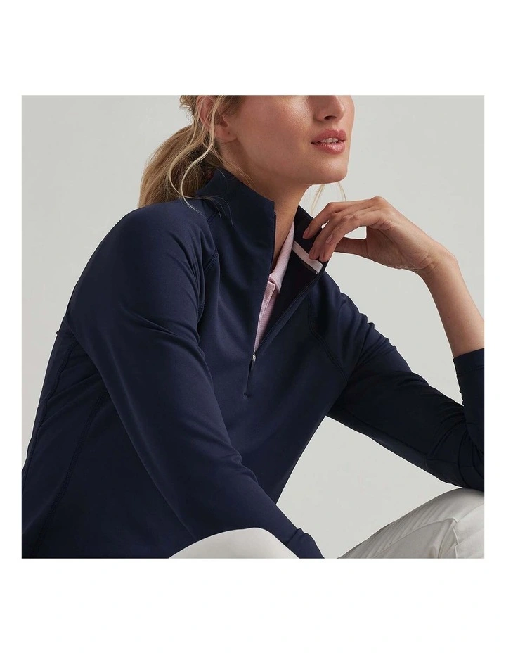 Raglan Sleeve Perth 1/4 Midlayer Jumper in Navy image 5