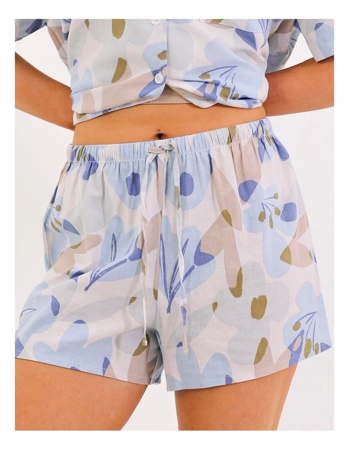 Floral Linen Pyjama Set in Blue image 5