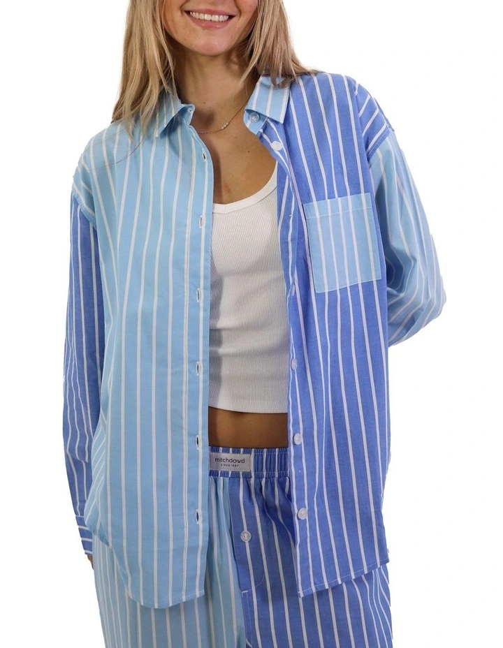 Stripe Pyjama Shirt in Blue image 1