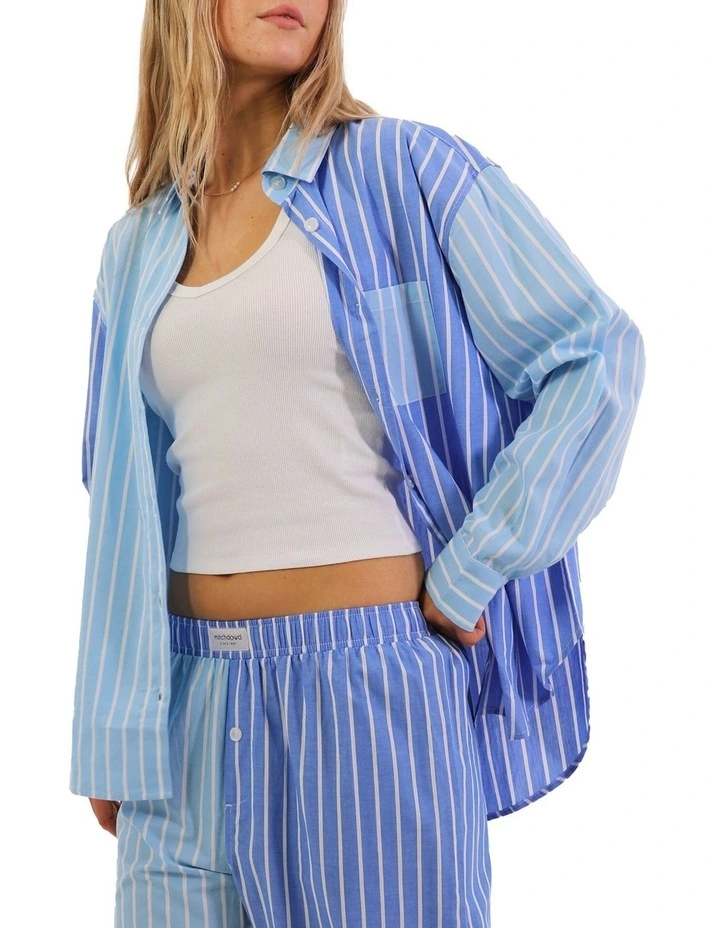Stripe Pyjama Shirt in Blue image 3