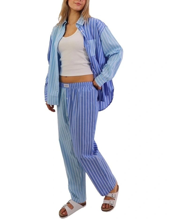 Stripe Pyjama Shirt in Blue image 4