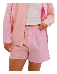 Coral Stripe Sleep Short in Pink