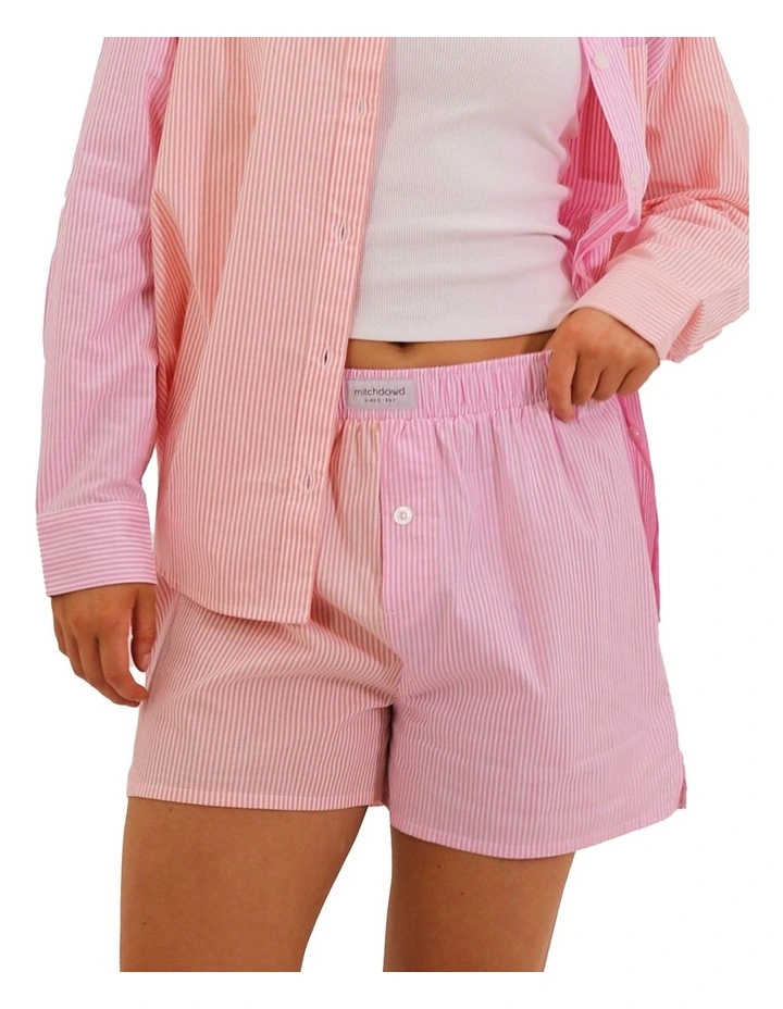 Coral Stripe Sleep Short in Pink image 1