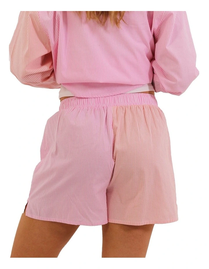 Coral Stripe Sleep Short in Pink image 2