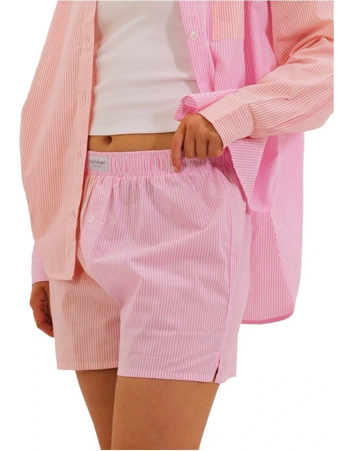 Coral Stripe Sleep Short in Pink image 3