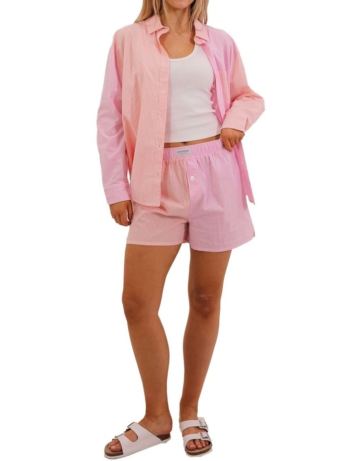 Coral Stripe Sleep Short in Pink image 4