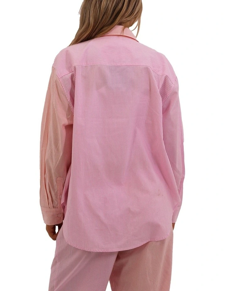 Bamboo Stripe Pyjama Shirt in Pink image 2