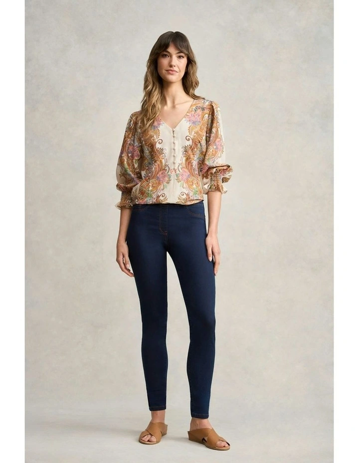 Paisley Border Print Blouse in Cream Paisley Border image 2