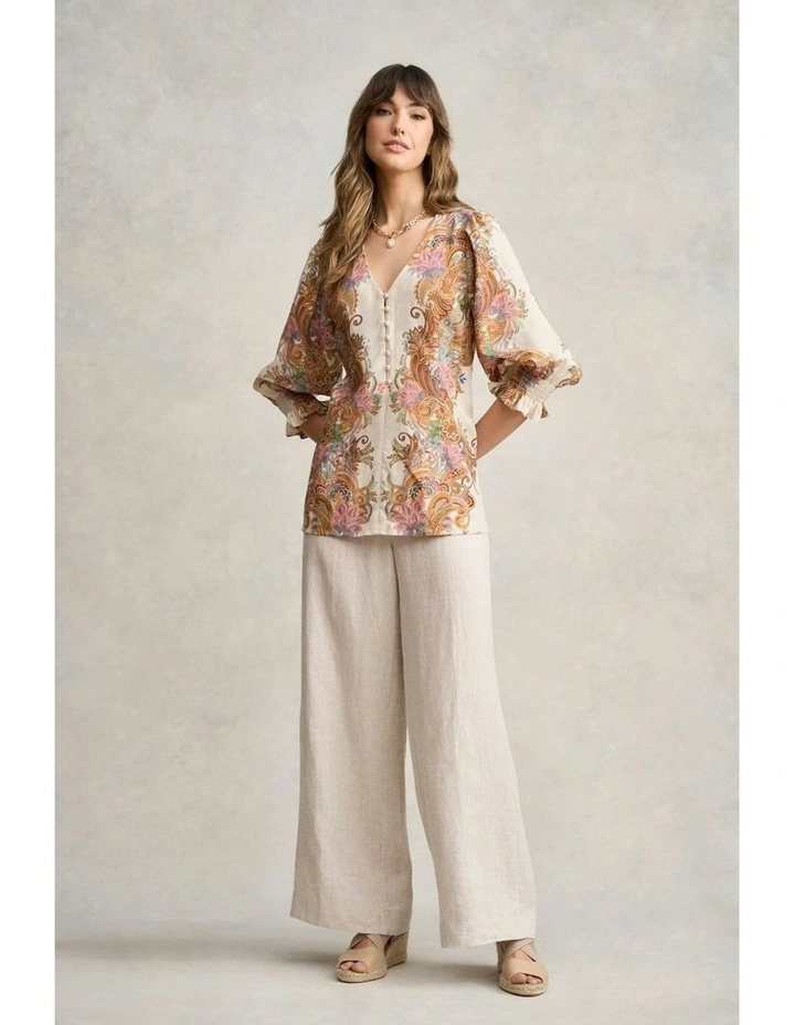 Paisley Border Print Blouse in Cream Paisley Border image 4
