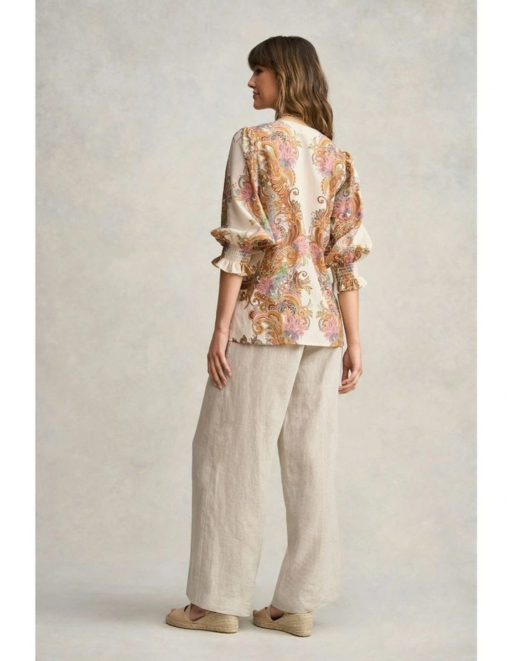 Paisley Border Print Blouse in Cream Paisley Border image 5