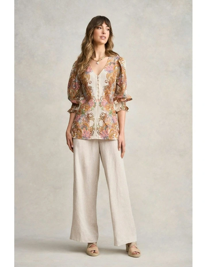 Paisley Border Print Blouse in Cream Paisley Border image 6