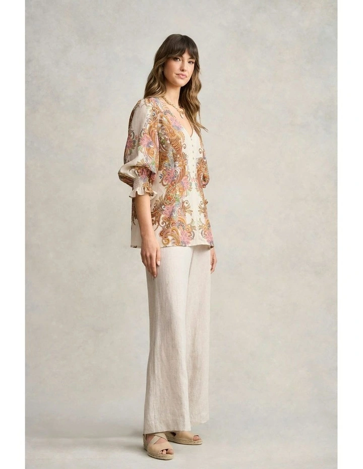 Paisley Border Print Blouse in Cream Paisley Border image 7