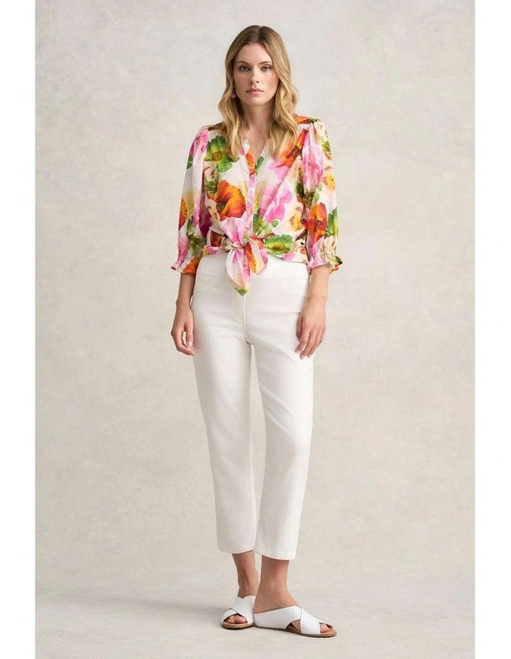 7/8 Straight Leg Bengajean in Cream image 2