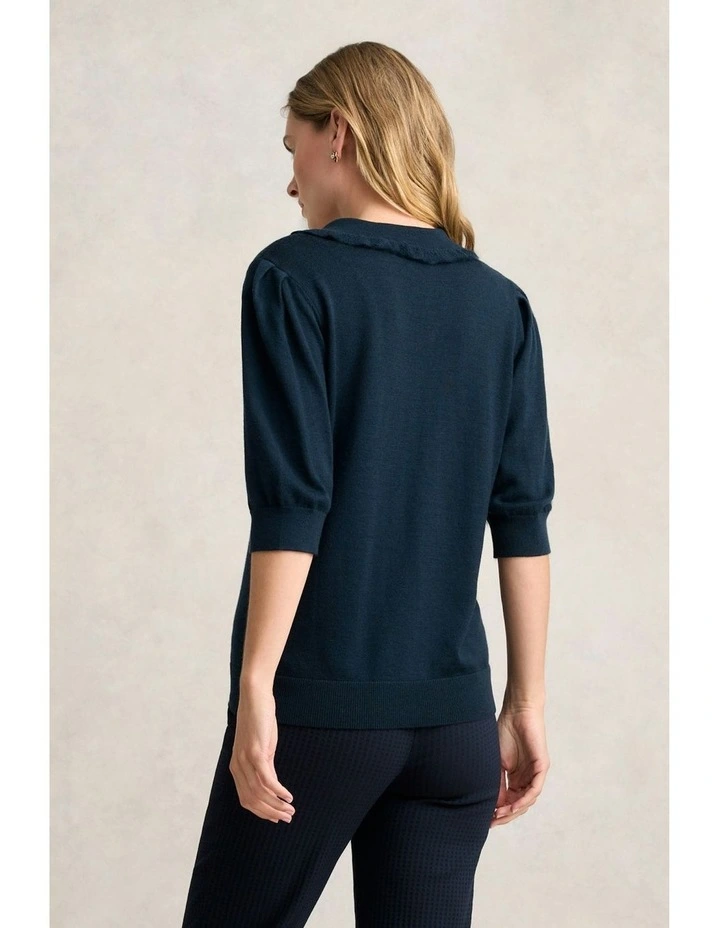 Half Sleeve Collared Wool Knit in Ink image 4