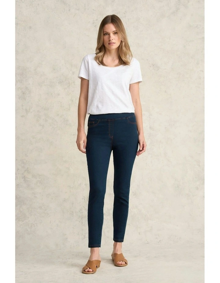 Good Earth Cotton 7/8 Skinny Leg Bengajean in Clean Denim Blue image 1