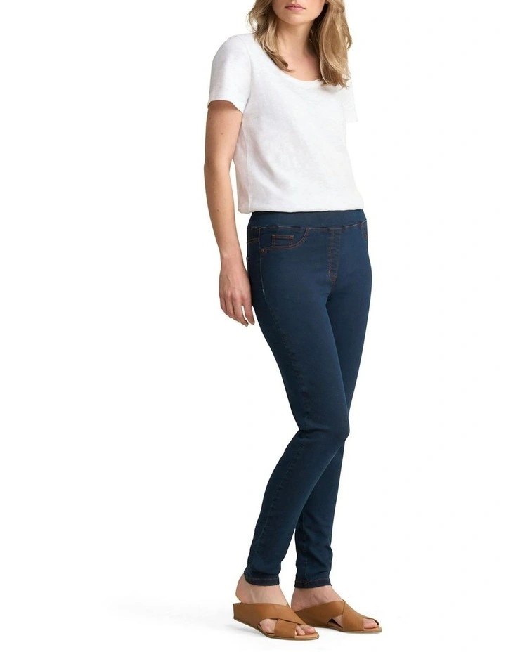 Good Earth Cotton 7/8 Skinny Leg Bengajean in Clean Denim Blue image 3