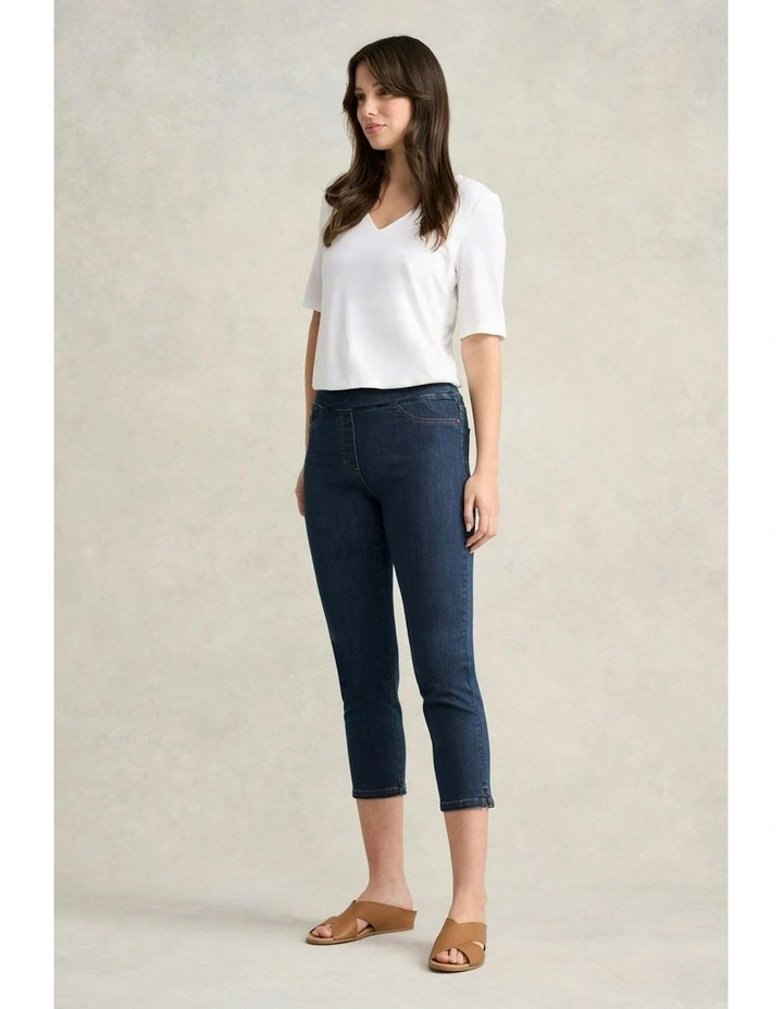 3/4 Slim Leg Benga Jean in Mid Indigo image 3