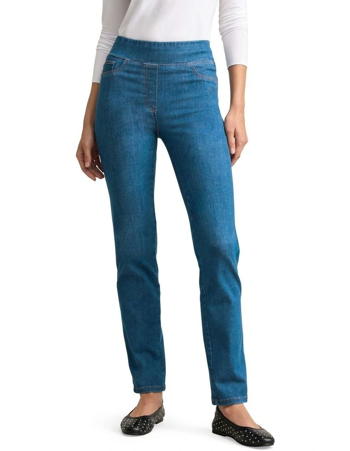 Bengajean Full Length Straight Leg in Indigo Mid Wash image 1