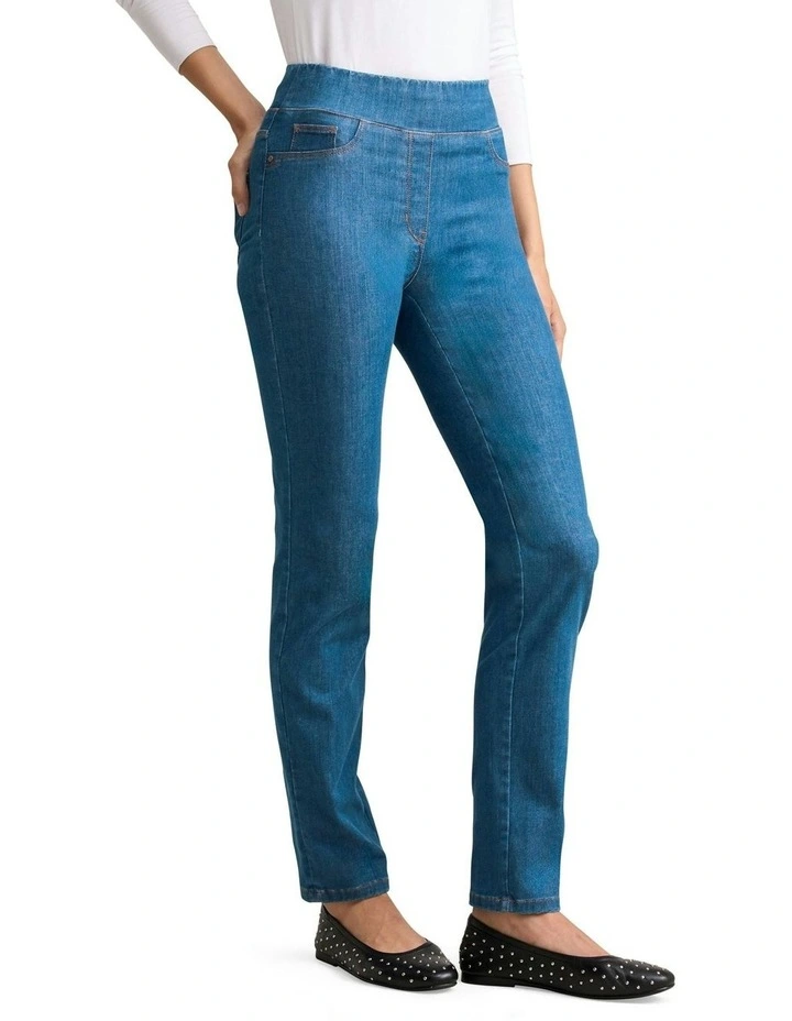 Bengajean Full Length Straight Leg in Indigo Mid Wash image 3