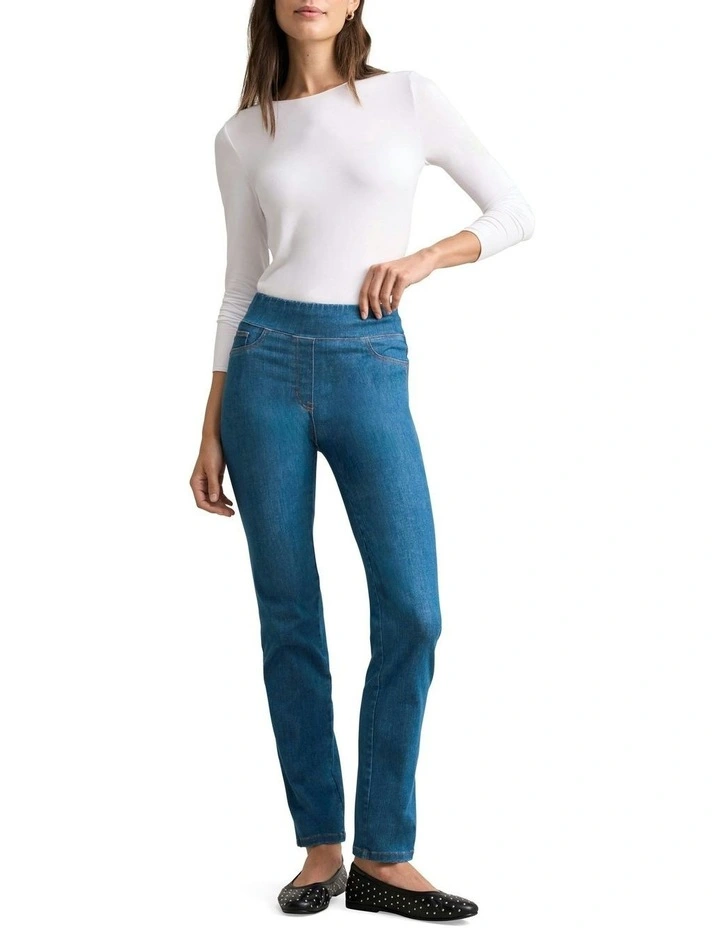 Bengajean Full Length Straight Leg in Indigo Mid Wash image 4