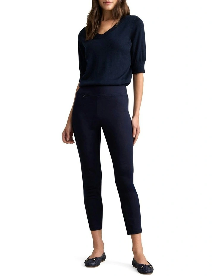 Zip Detail 7/8th Pant in Navy image 3