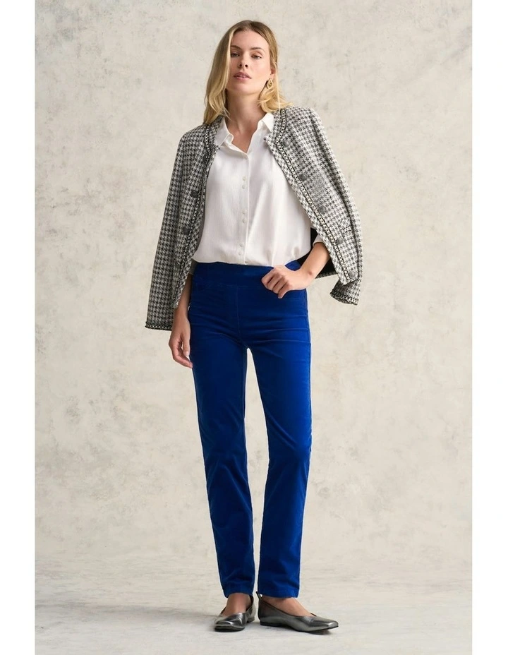 Bengajean Velvet Straight Leg Pant in Cobalt image 2