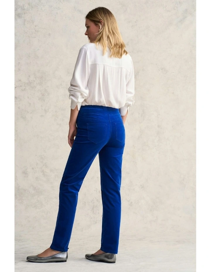 Bengajean Velvet Straight Leg Pant in Cobalt image 3