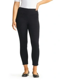 Zip Detail 7/8th Pant in Black Noir
