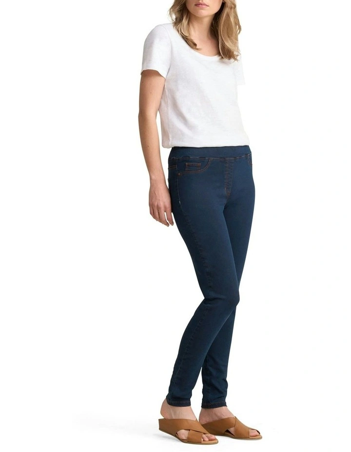 Bengajean Good Earth Cotton Skinny Leg Pant in Clean Denim Blue image 3