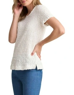 Crinkle Cotton T-Shirt in White