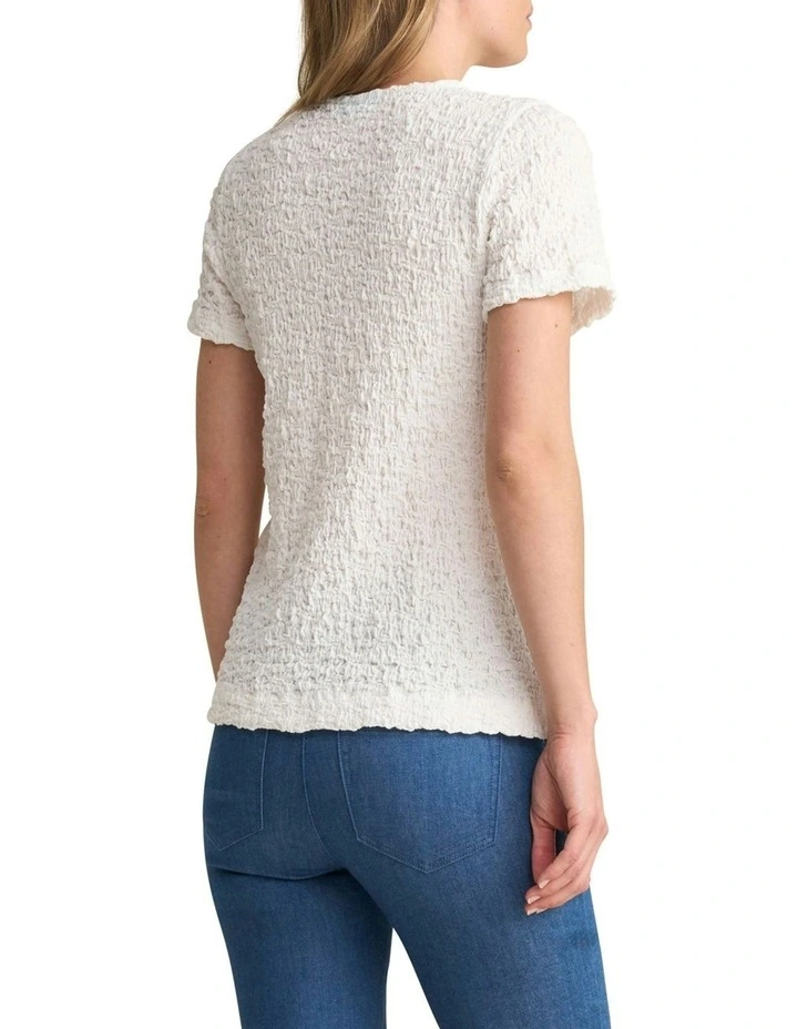 Crinkle Cotton T-Shirt in White image 2
