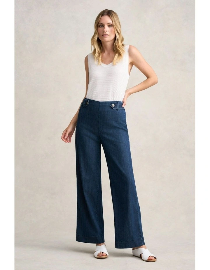 Wide Leg Jeans in Mid Blue Denim image 1