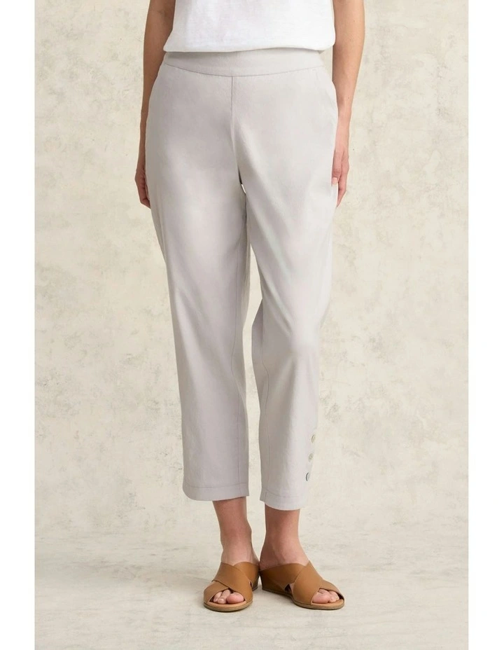 Curved Hem Linen Pant in Light Grey image 2