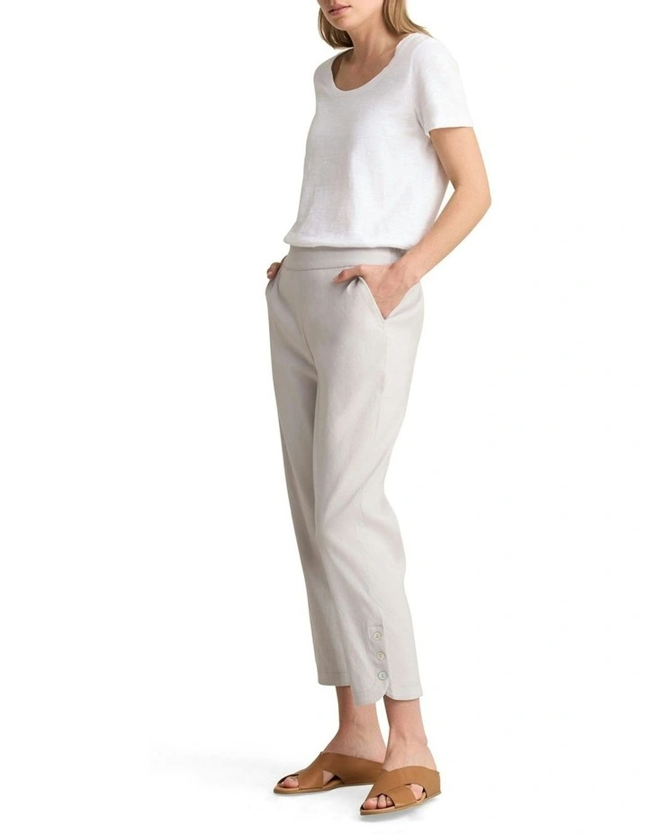 Curved Hem Linen Pant in Light Grey image 3