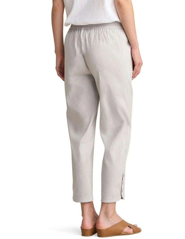 Curved Hem Linen Pant in Light Grey image 4