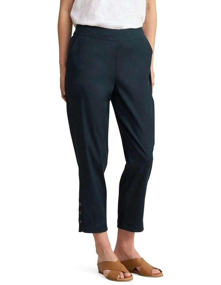 Curved Hem Linen Pant in Ink image 1