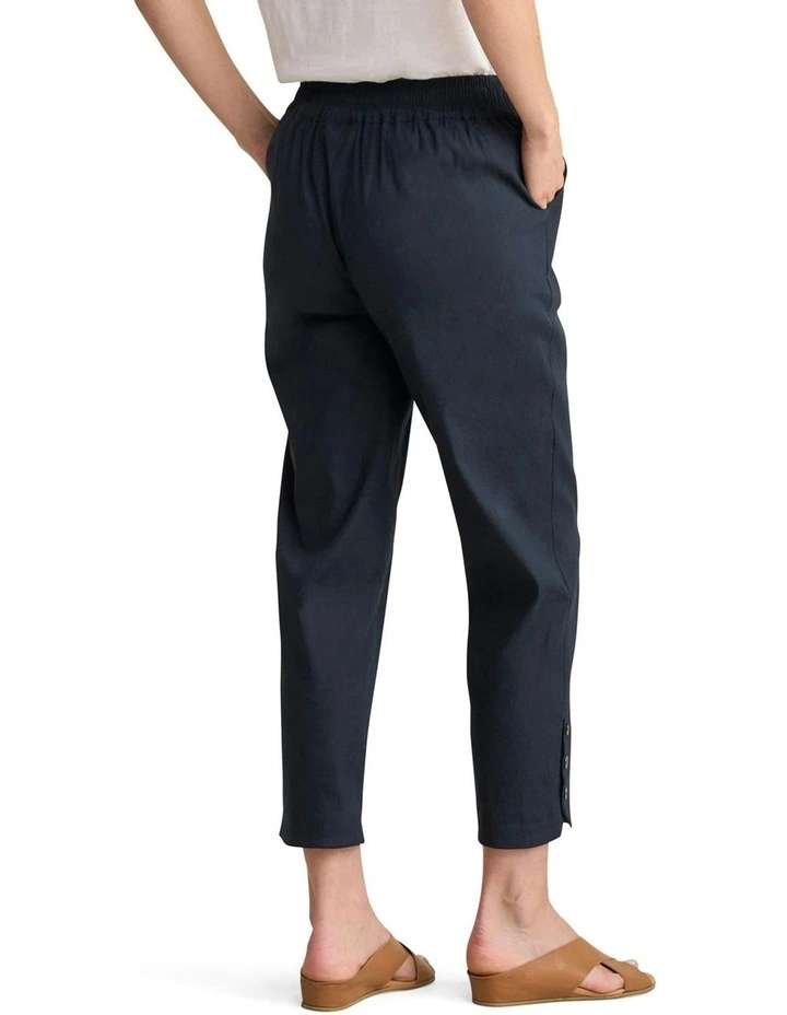 Curved Hem Linen Pant in Ink image 2