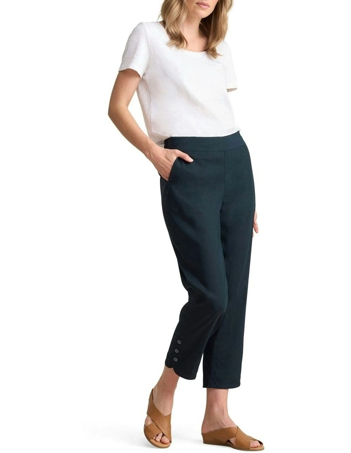 Curved Hem Linen Pant in Ink image 3