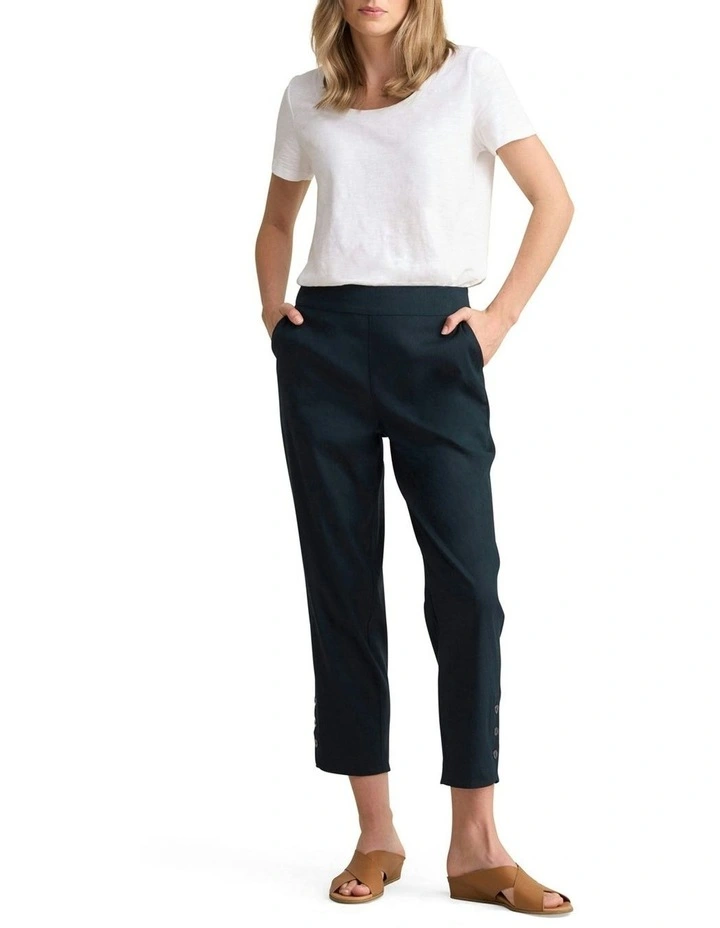 Curved Hem Linen Pant in Ink image 4