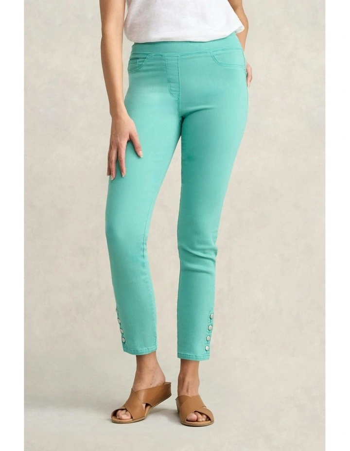 7/8th Button Detail Bengajean in Mint image 1