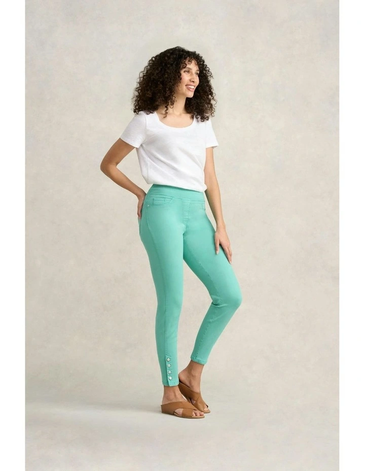 7/8th Button Detail Bengajean in Mint image 2