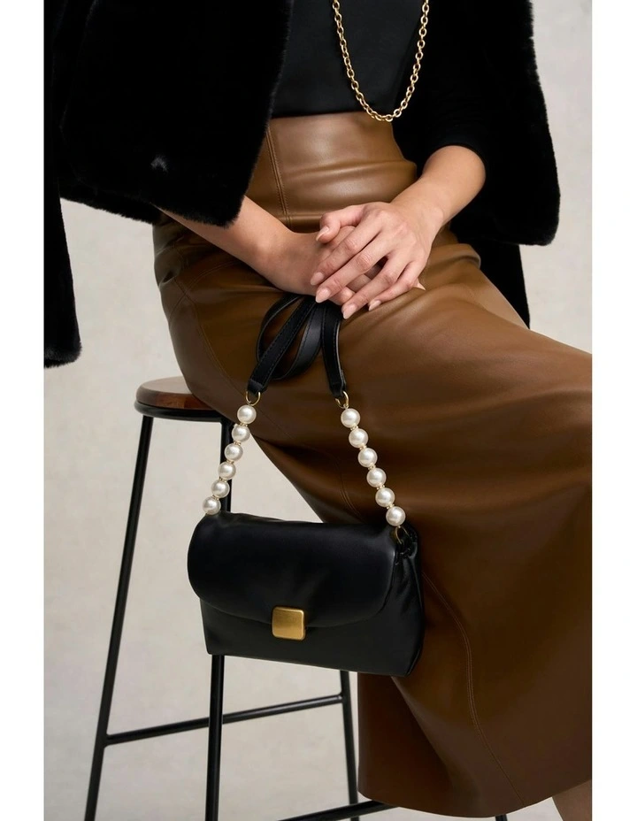 Faux Leather Skirt in Tan image 6
