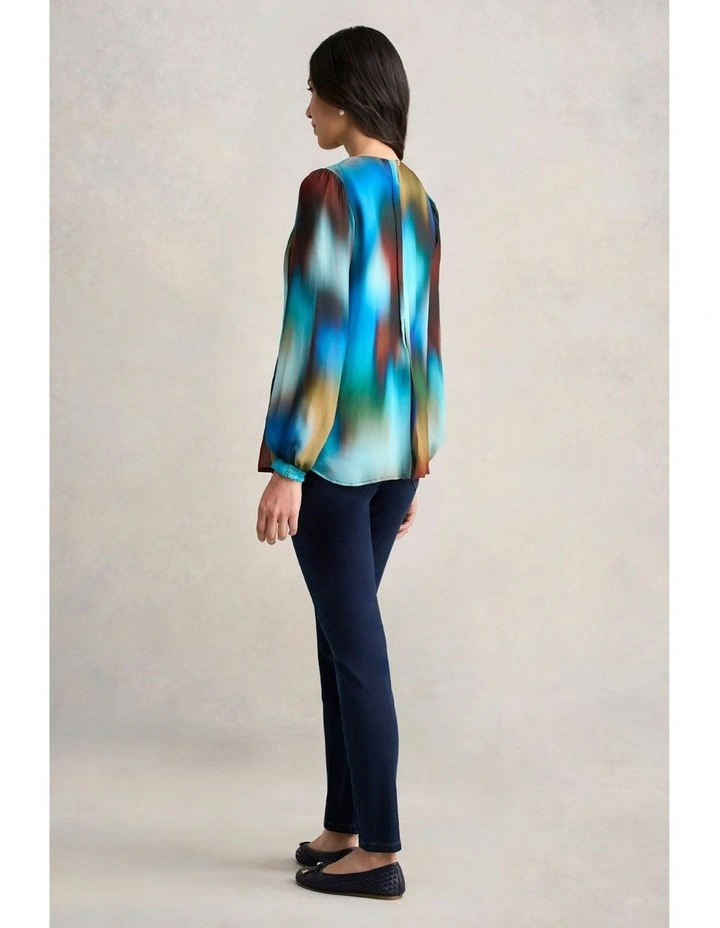 Pleated Georgette Blouse in Ombre Print image 5