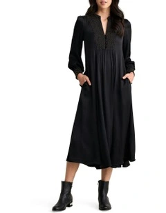 Beaded Smock Dress in Black