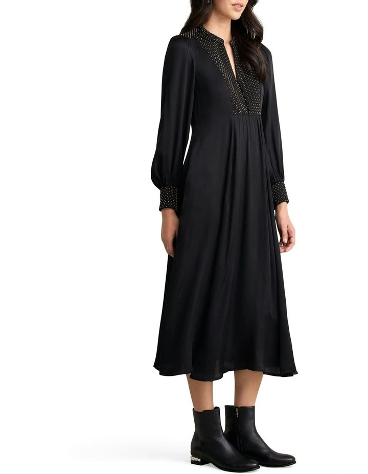Beaded Smock Dress in Black image 3