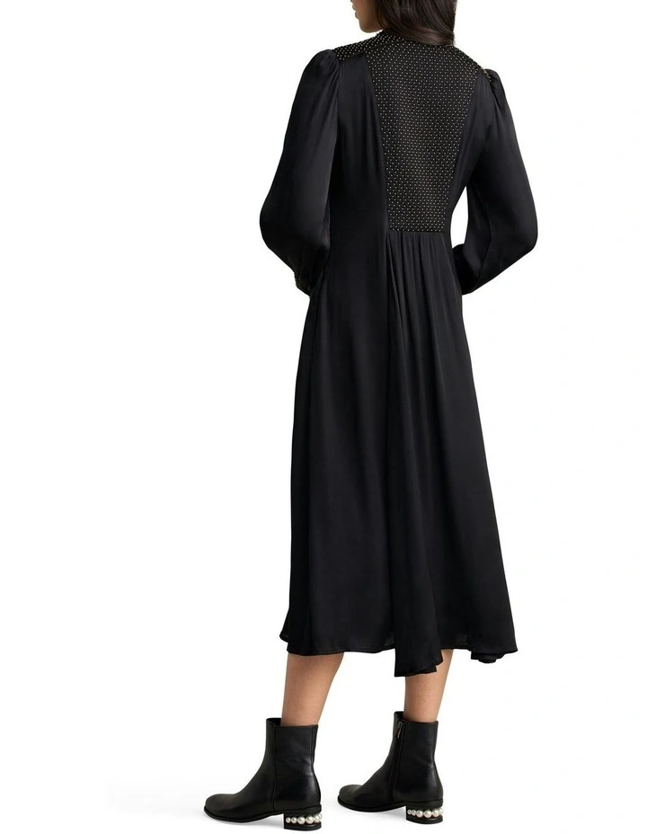Beaded Smock Dress in Black image 4
