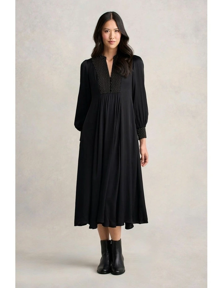 Beaded Smock Dress in Black image 5