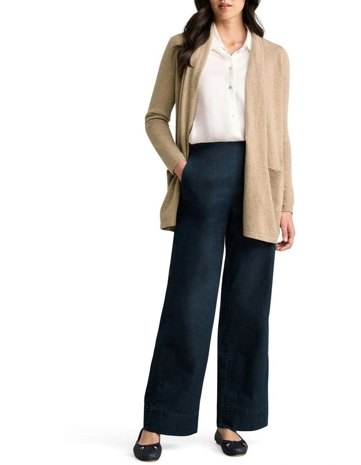 Long Line Wool Cardigan in Taupe Marle image 2